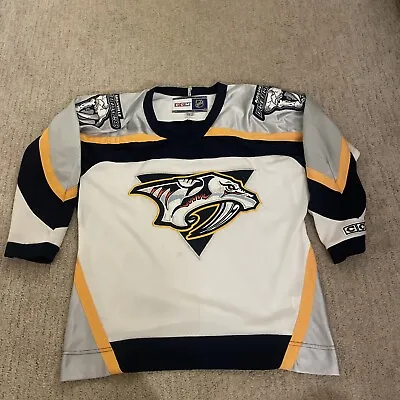 Vintage 90s Nashville Predators CCM NHL Hockey Jersey White Youth Large • $30