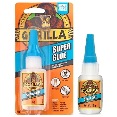 Gorilla Super Glue 15g Impact Though Bonds Metal/wood/ceramic/plastic/leather • £8.99