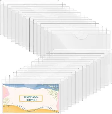 Thinp 30 Pieces Self-Adhesive Index Card Pockets Clear Shelf Tag Label Holders  • £6.63