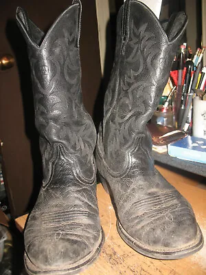 Ariat Heritage Men Western R-Toe Black Leather Cowboy Boots 10002218 Size 10.5 D • $22