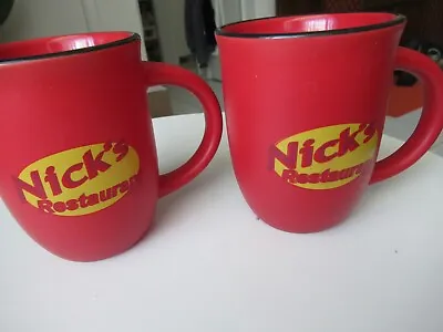 Vintage 60's Hallandale RESTAURANT NICK'S HEAVY DUTY DINER COFFEE MUGS CUPS (2) • $29.99