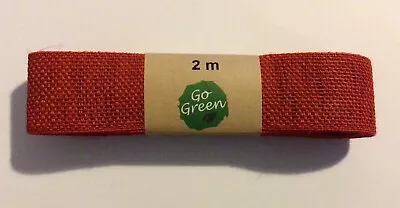 100% Linen Ribbon - 2m X 25mm - Russet Red - Eco - Naturally Biodegradable • £2.25