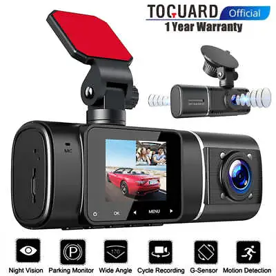 TOGUARD 1080P 720P Dual Dash Cam Front & Inside Car Recorder Camera Night Vision • £36.99