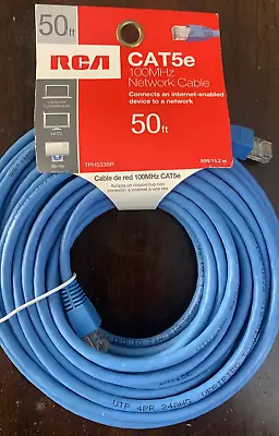 RCA 50-Ft. Blue Cat5/Cat5e Ethernet Network Computer Cable TPH533BR New! • $13.99