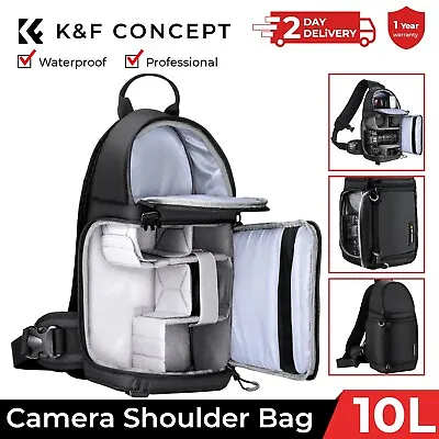 K&F Concept Pro Camera Sling Bag 10L Waterproof Shoulder Backpack For DSLR SLR • £39.99