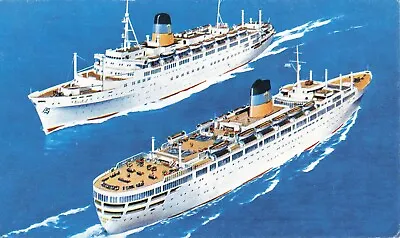 Postcard S.S. Queen Anna Maria S.S. Olympia Greek Line Unposted Chrome • $5