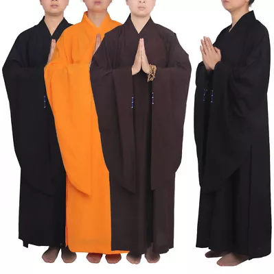 Shaolin Temple Buddhist Monk Dress Meditation Robe Kung Fu Suit Long Gown New • $28.40