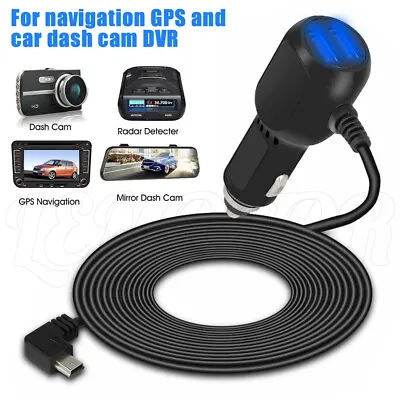 Dash Cam Car Charger Mini USB Cable 11.5ft Power Cord Supply For DVR Camera GPS • $8.99