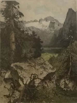 Josef Eidenberger Etching & Aquatint Landscape  Gosausee/Dachstein  16 5/8  X 12 • $189