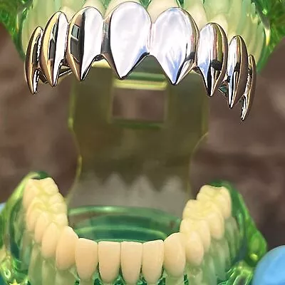 Shark Grillz Eight Bottom Teeth Silver Tone 8 Tooth Great White Mouth Grills • $16.95