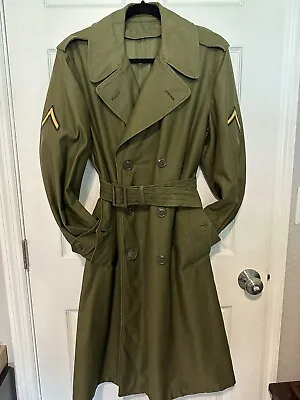 Vintage 1960s Military Trench Coat | Green Vintage Trench Coat • $99.99