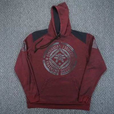 American Fighter Hoodie Mens Large Red Pullover Hooded MMA Buckle BKE • $28.62