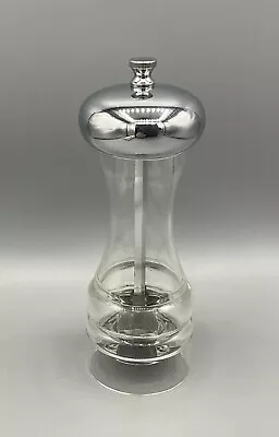Vtg Clear & Silver Olde Thompson 6.5   Pepper Mill Carbon Steel Lucite/ Acrylic • $11.99