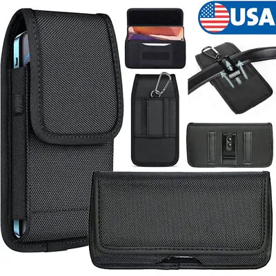 Horizontal Cell Phone Belt Clip Holster Pouch Buckle Wallet Card Holder Case • $8.93