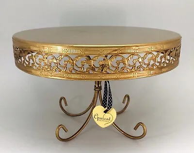 Opulent Treasures Dessert Cake Stand 13” Footed Pedestal Round Gold • $29.99