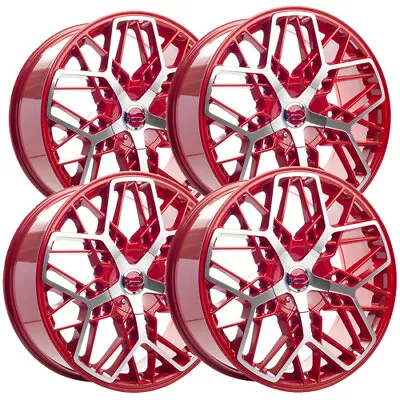 (Set-4) VCT Phoenix 20x8.5 5x115/5x120 +40mm Red/Machined Wheels Rims 20  Inch • $939.96