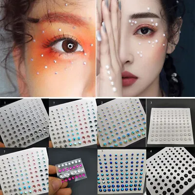 7pc Sheet Face Gems Adhesive Glitter Face Jewel Festival Rave Party Body Make Up • £6.99