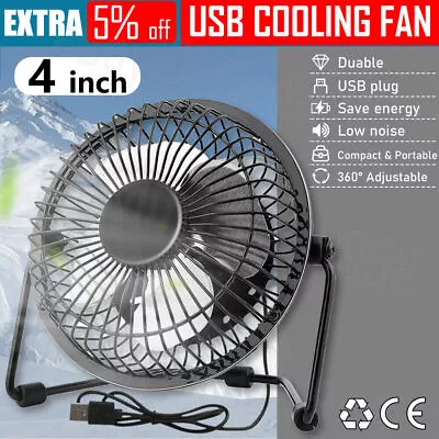 4‘’ Portable Mini USB Small Cooling Quiet Fan Desk Table Desktop Cooler 360° AU • $12.95