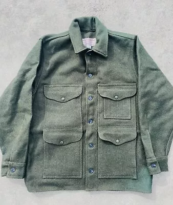 Filson 110 Forest Green Mackinaw Wool Cruiser Coat Jacket 42 Vintage USA READ • $90.10