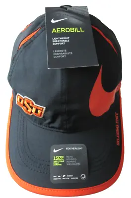 Nike Dri-Fit Mens OSU Oklahoma State University Cowboys Big Swoosh Hat Black NWT • $24.95