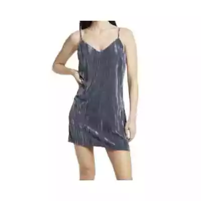 NWOT Elodie Crushed Velvet Blue  Mini Dress Party Special Occasion M • $25