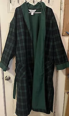 Vermont Country Store Men’s 2XL Flannel Robe Plaid Tie Closure 100% Cotton • $39.99