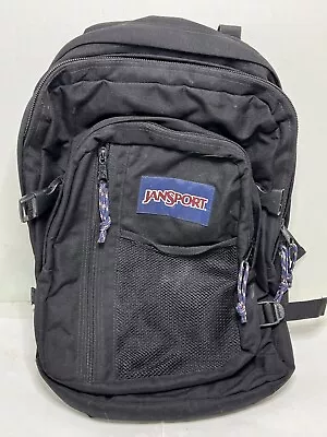 Vintage Jansport Black Multi Pocket Adjustable Strap Backpack Book Bag 18  X 14  • $29.99