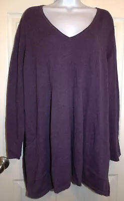 Lovely Purple J. JILL PURE JILL Long Sleeve 5% Cashmere Pullover W/Pockets - 3X • $17.50