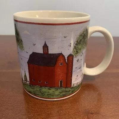 Warren Kimble BARNS Coffee Mug Red Country Farmhouse Folk Art 12 Oz Vtg 1998 • $8.99