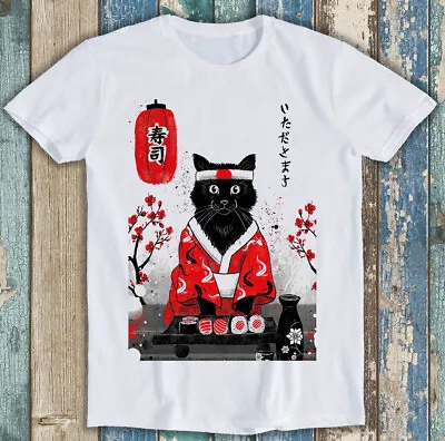 Japanese Sushi Cat Kitten Cartoon Anime Manga Funny Gift Tee T Shirt M1395 • £6.35