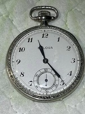 Scarce 16 Jewels Bulova Pocket Watch 14k White Gold Filled 25 Years Warranty • $76