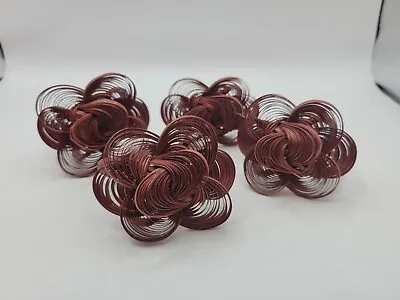 Vintage Bamboo Wicker Woven Flower Napkin Rings Set Of 4 • $10