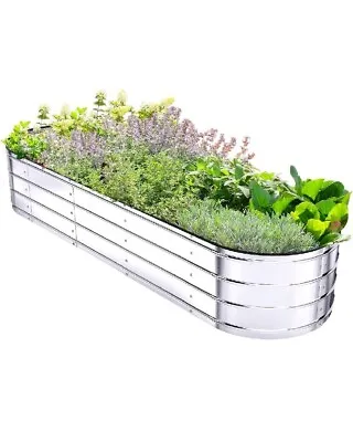 Raised Garden Bed Kit W/ Safety Edging Outdoor Galvanized Metal 5.7x1.7x1 Ft • £33.77