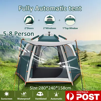 Instant Camping Tent 5-8 Person Auto Pop Up Family Sun Shade Shelter Family 2023 • $88.87