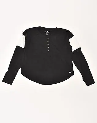 HOLLISTER Womens Oversized Top Long Sleeve UK 6 XS Black Colourblock AV02 • £10.34