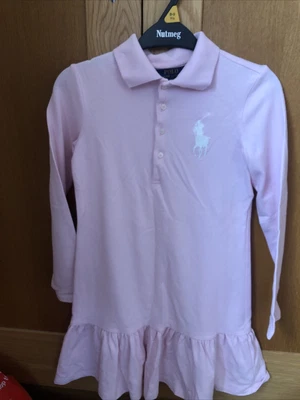 £20 • Buy Girls Ralph Lauren Pink Long Sleeve Polo Dress Age 7