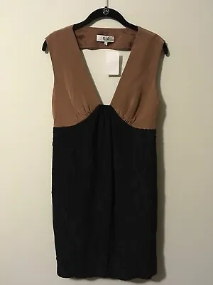 Tibi Black & Brown Floral Patterned 100% Silk Dress Size 6 • $29.99
