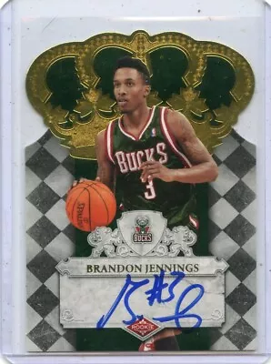 2010-11 Crown Royale #102 Brandon Jennings Autograph Rc #369/399 Bucks 053023 • $19.96