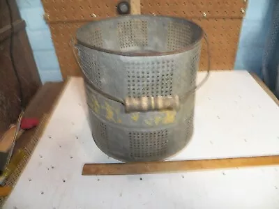 Vintage Metal Minnow Bucket Insert W/ Wood Handle • $19.99