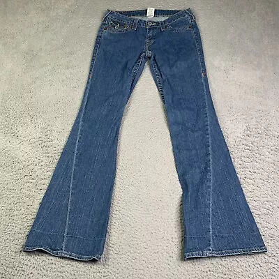 True Religion Jeans Womens 29 World Tour Joey Blue Jeans Flap Buttton Pockets • $32.50