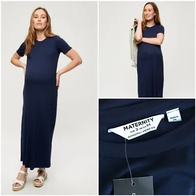 Dorothy Perkins Maternity Navy Blue Maxi Dress Size M 12 BNWT - T-Shirt Material • £9.95