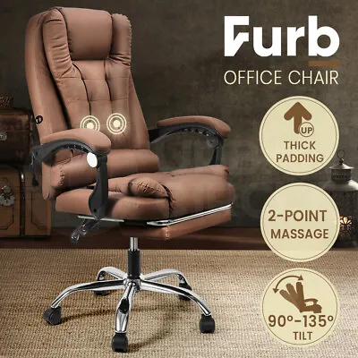 Furb Massage Office Chair Executive Gaming Computer PU Leather Footrest Seat • $129.95