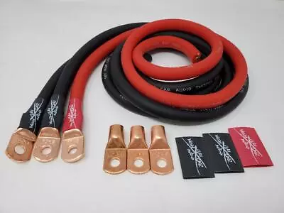 Sky High Oversized 1/0 Gauge OFC AWG Big 3 Upgrade RED/BLACK Electrical Wiring • $79.95