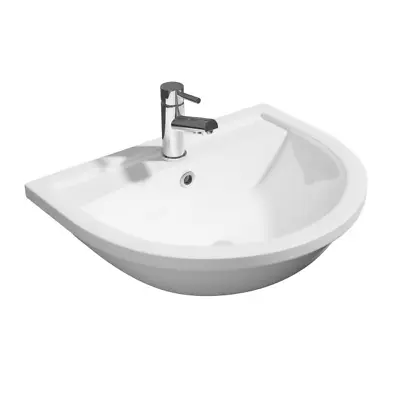 £67 • Buy Semi-Recessed Ceramic Modern Basin Round Sink One Tap Hole 520mm Counter Top