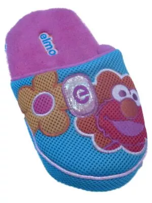 Sesame Street Womens Blue Elmo Slippers Slide On Open Back House Shoes S(5-6) • $16.99