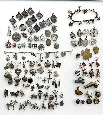 128 Antique Vintage Charm Lot 90 Sterling 38 Gold Tone Some Mechanical • $280