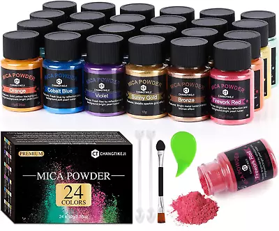 Mica Powder，24 Colors - 10G/Bottle Of Natural Pigment Powder For Epoxy Resin • $18.29