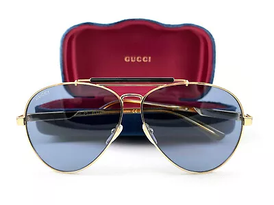 GUCCI Sunglasses GG1287S Gold Havana Blue Grey 004 New Authentic • $227.25
