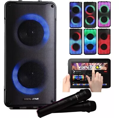 £89.99 • Buy Vocal-Star Portable Bluetooth Karaoke Machine 100w Speaker Lights 2 Mics (355BT)
