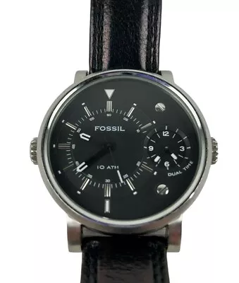 Fossil Dual Time Men's Watch Water Resistant FS-4244 - Black Leather Band • $25